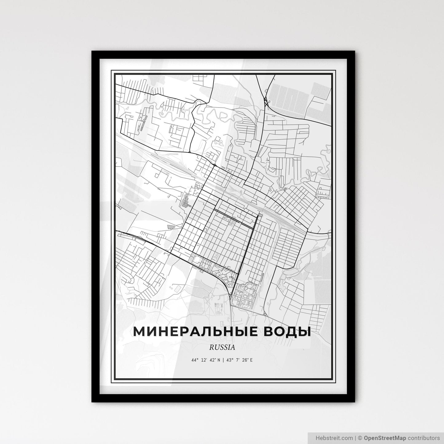 Mineralnye Vody Russia - Scandinavian Style City Map for Modern Home Decor