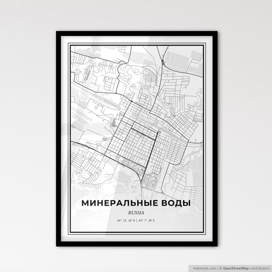 Mineralnye Vody Russia - Scandinavian Style City Map for Modern Home Decor