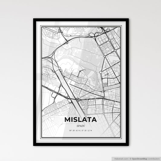 Mislata Spain - Scandinavian Style City Map for Modern Home Decor