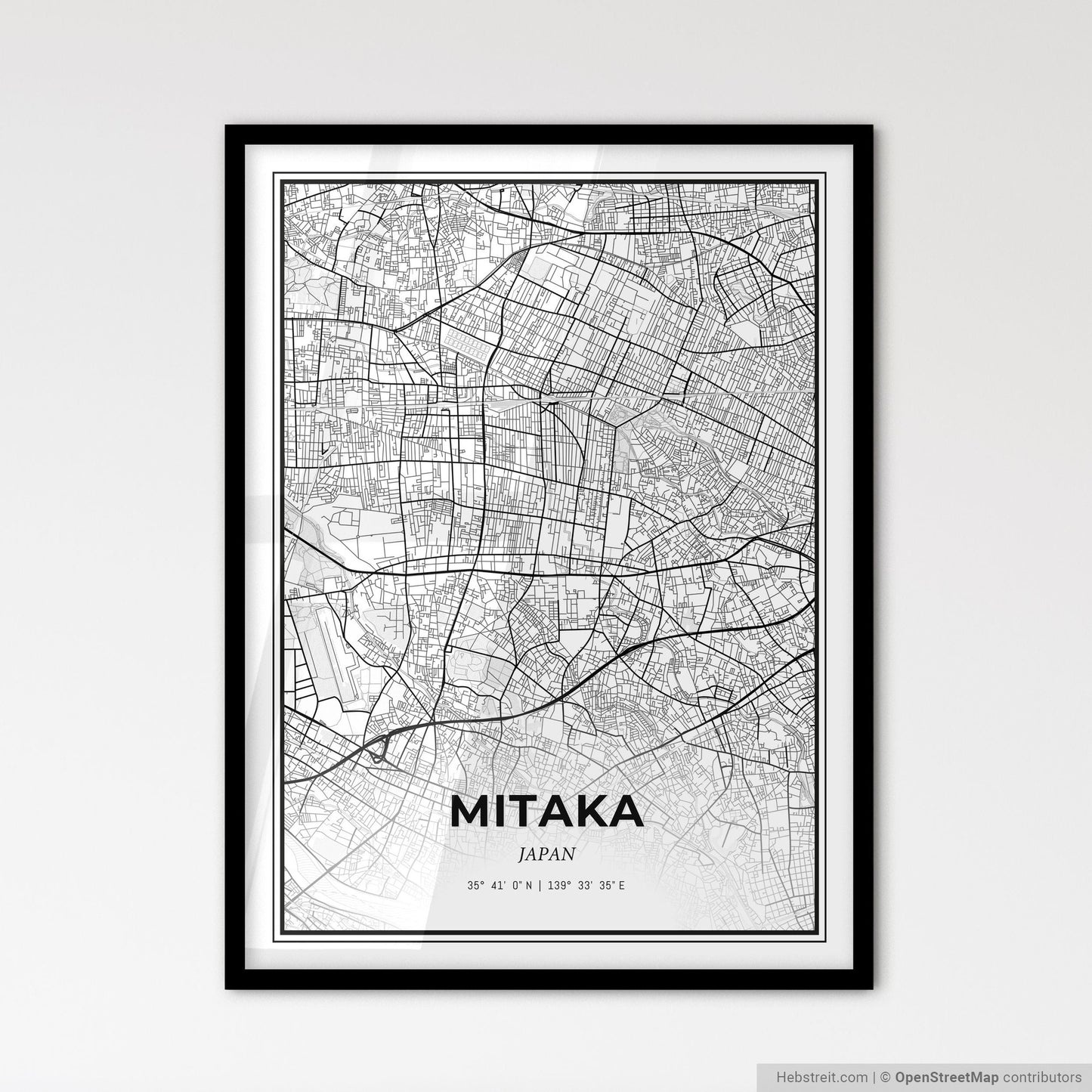 Mitaka Japan - Scandinavian Style City Map for Modern Home Decor