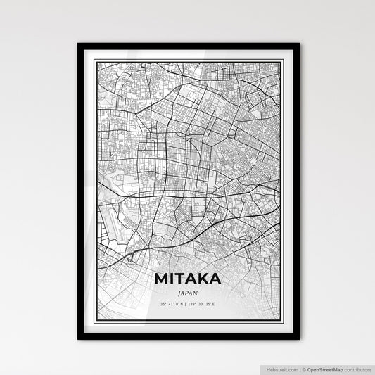 Mitaka Japan - Scandinavian Style City Map for Modern Home Decor