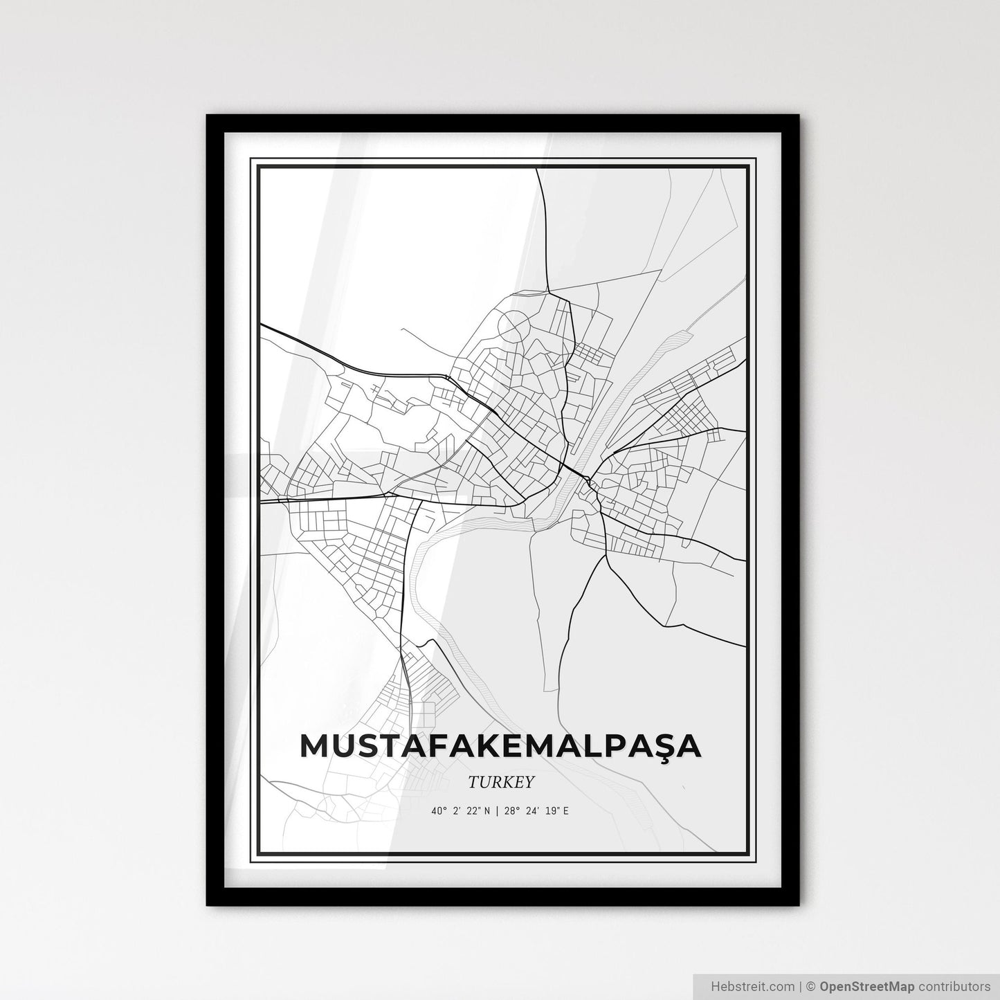 Mustafakemalpaşa Turkey - Scandinavian Style City Map for Modern Home Decor