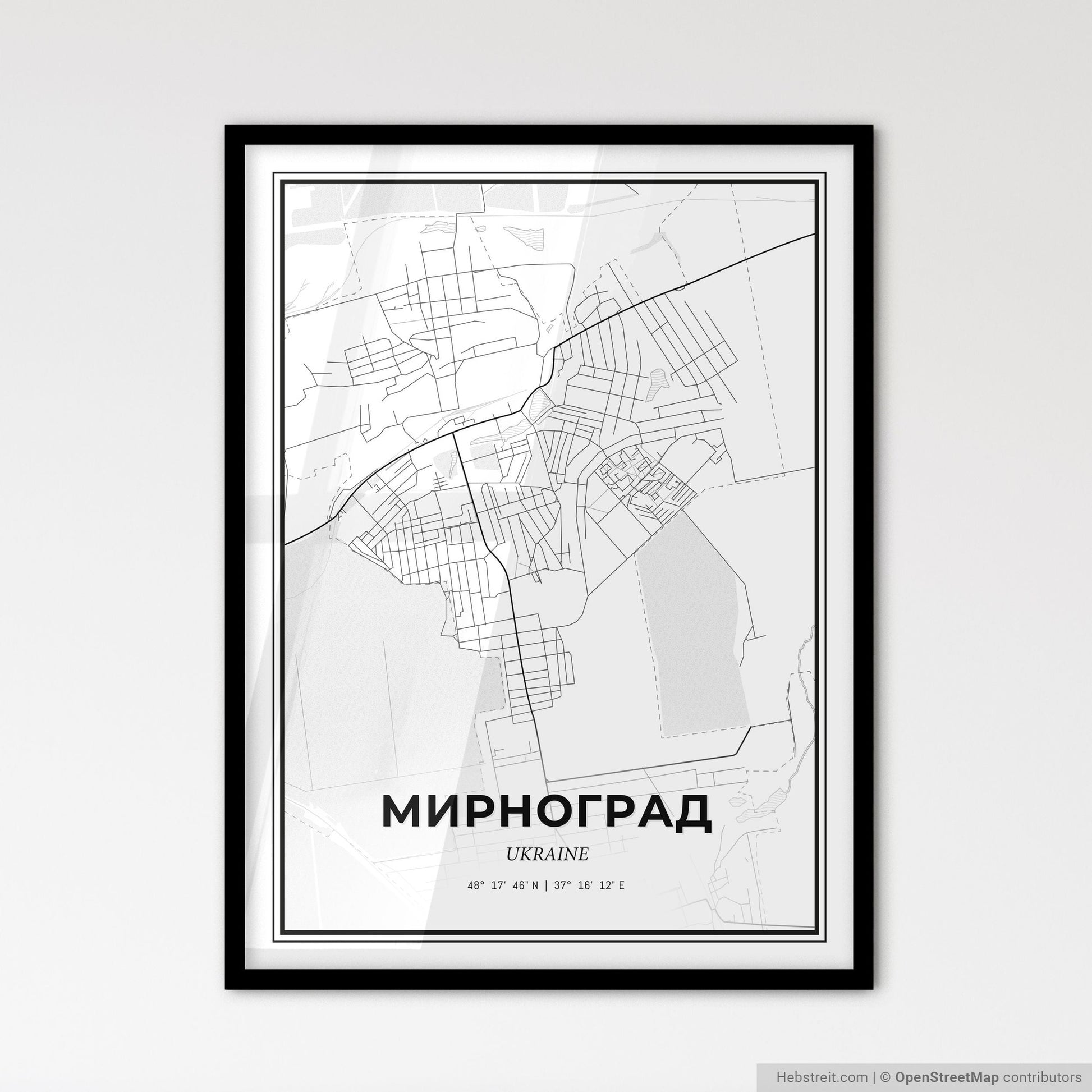 Myrnohrad Ukraine - Scandinavian Style City Map for Modern Home Decor
