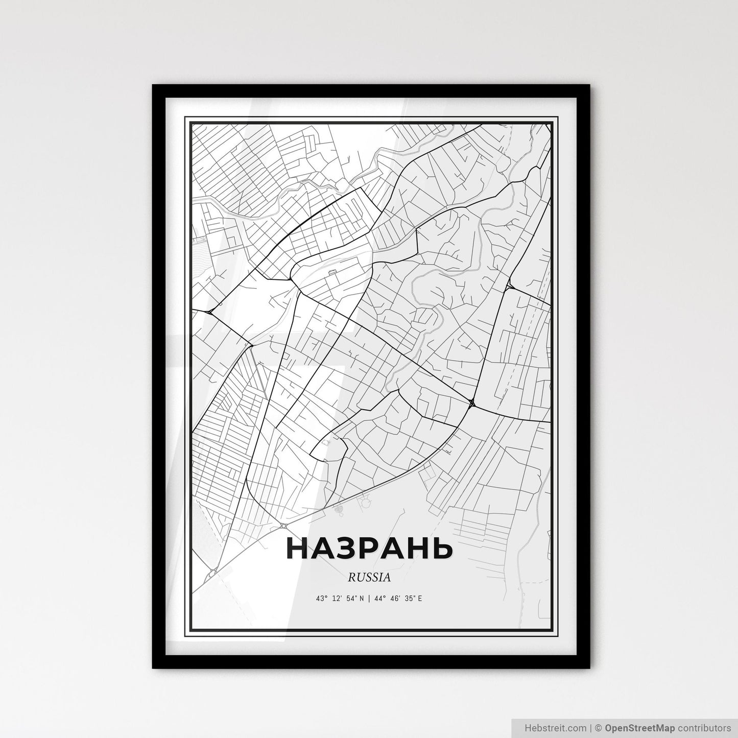 Nazran Russia - Scandinavian Style City Map for Modern Home Decor