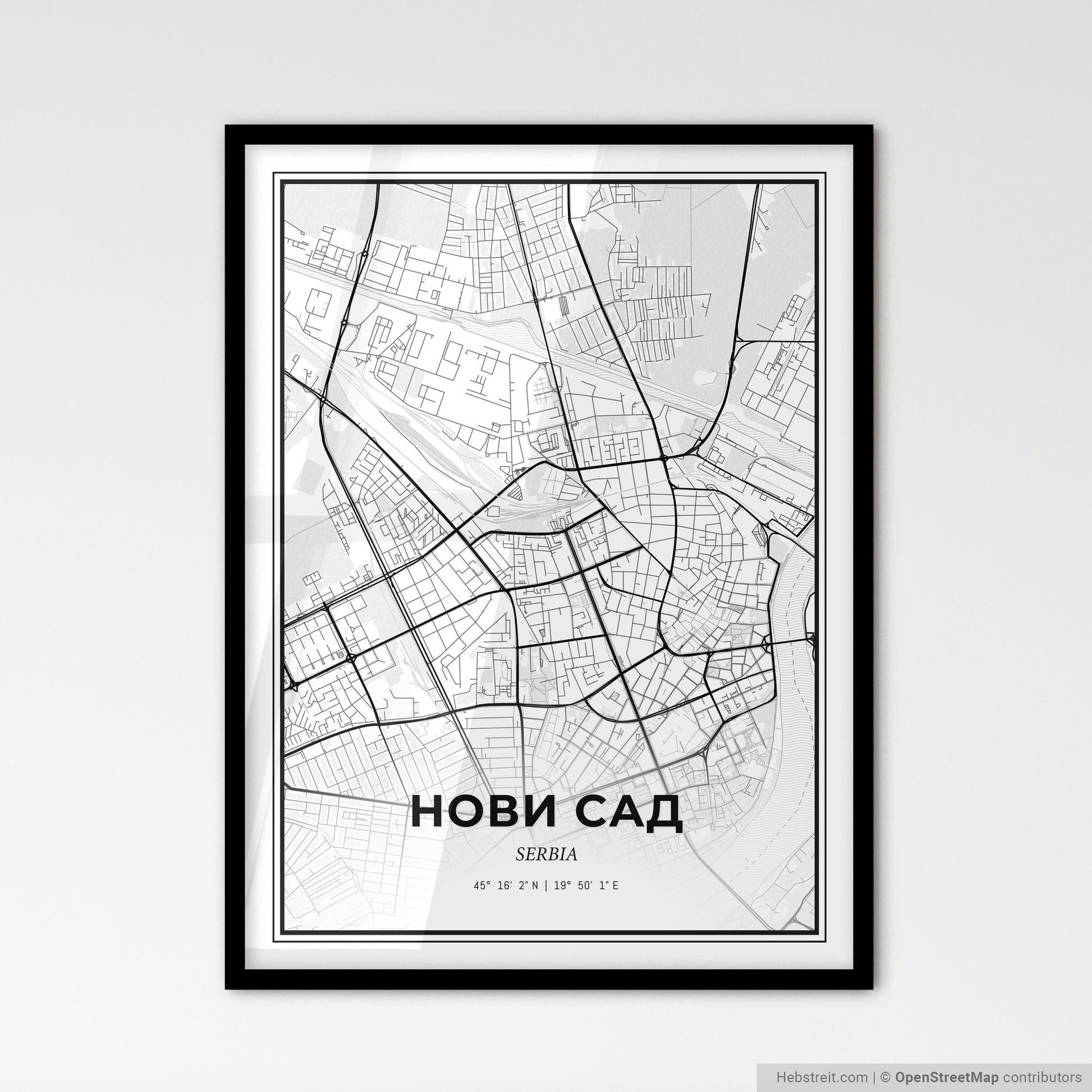 Novi Sad Serbia - Scandinavian Style City Map for Modern Home Decor