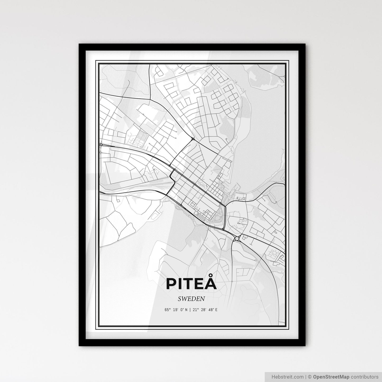 Piteå Sweden - Scandinavian Style City Map for Modern Home Decor