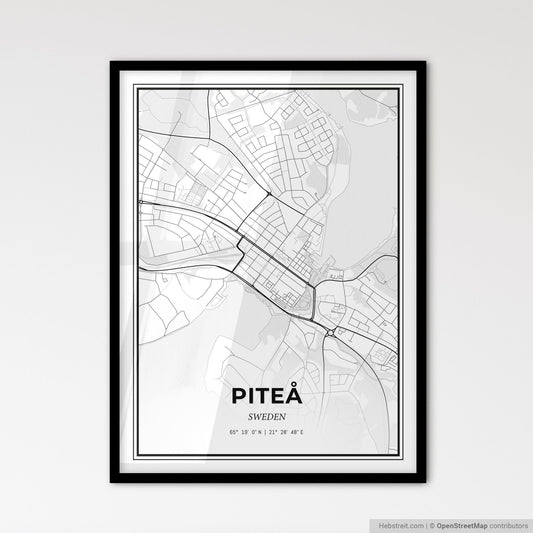 Piteå Sweden - Scandinavian Style City Map for Modern Home Decor