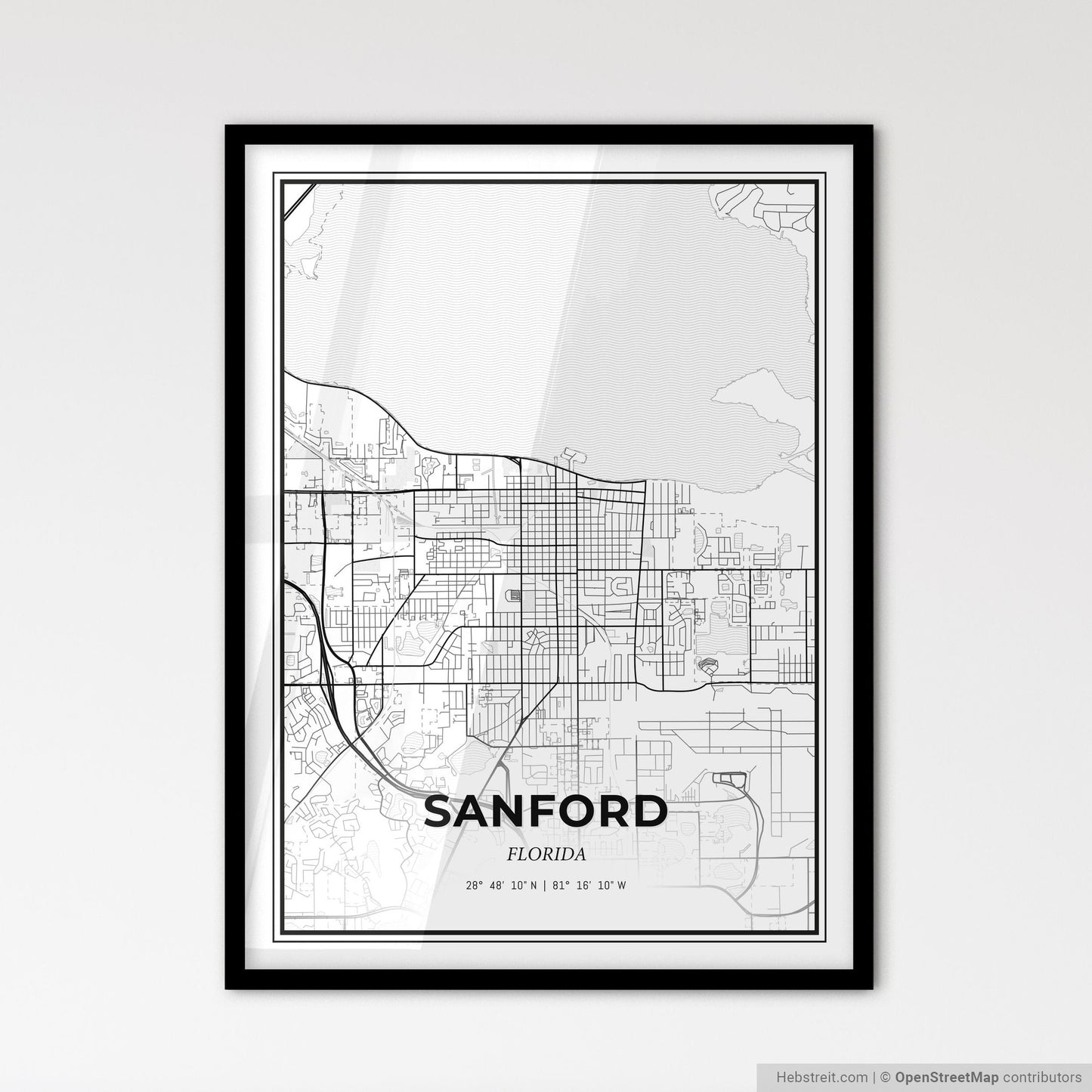 Sanford Florida - Scandinavian Style City Map for Modern Home Decor