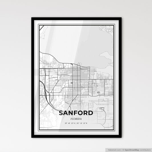 Sanford Florida - Scandinavian Style City Map for Modern Home Decor