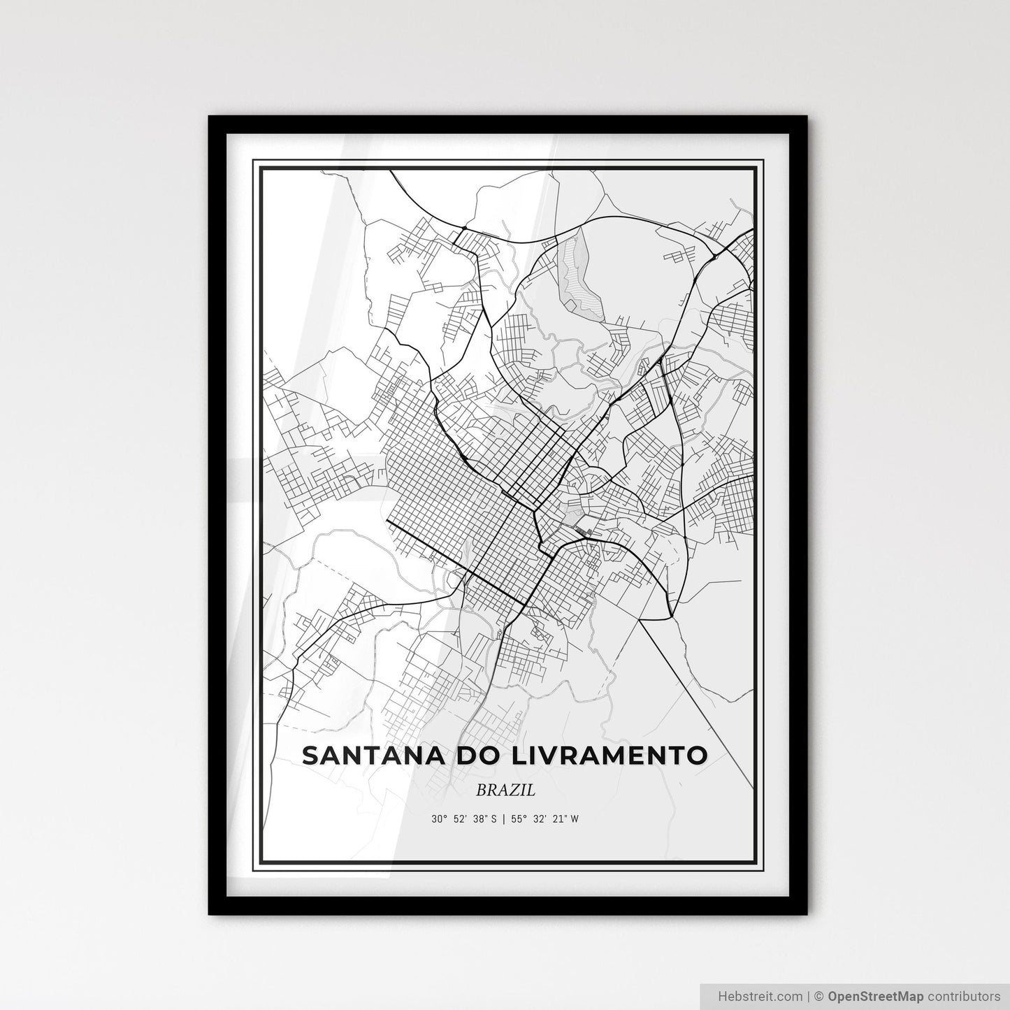 Santana do Livramento Brazil - Scandinavian Style City Map for Modern Home Decor