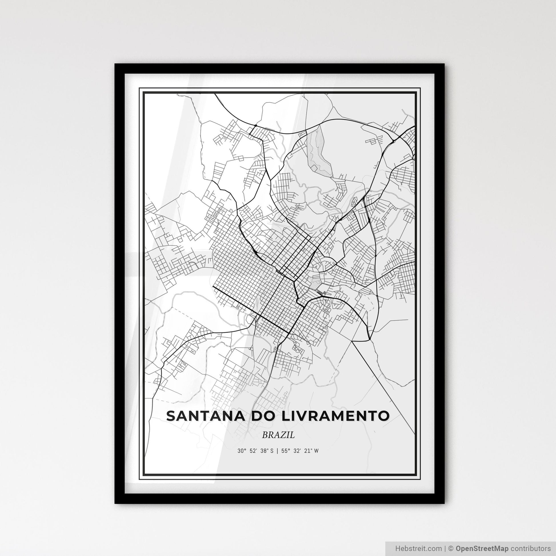 Santana do Livramento Brazil - Scandinavian Style City Map for Modern Home Decor