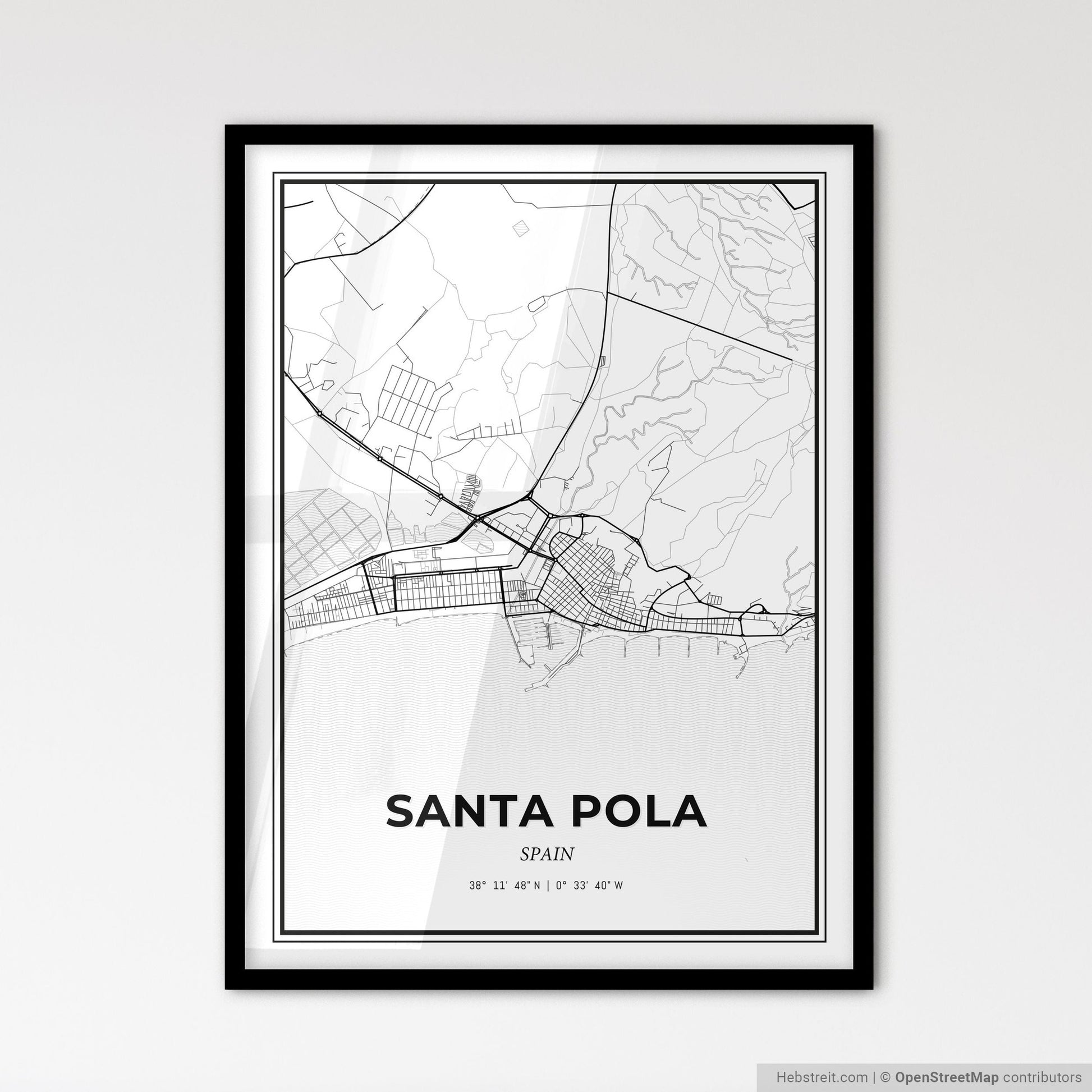 Santa Pola Spain - Scandinavian Style City Map for Modern Home Decor