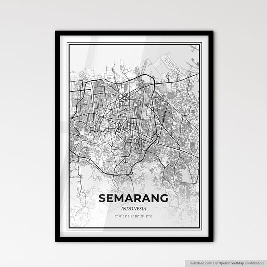 Semarang Indonesia - Scandinavian Style City Map for Modern Home Decor
