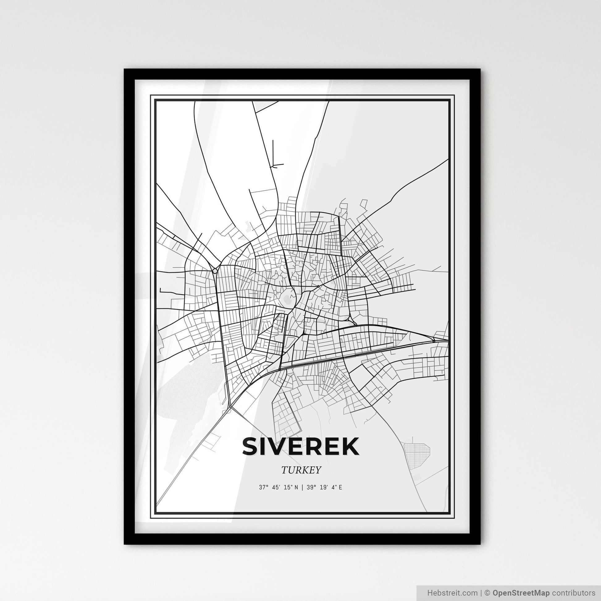 Siverek Turkey - Scandinavian Style City Map for Modern Home Decor
