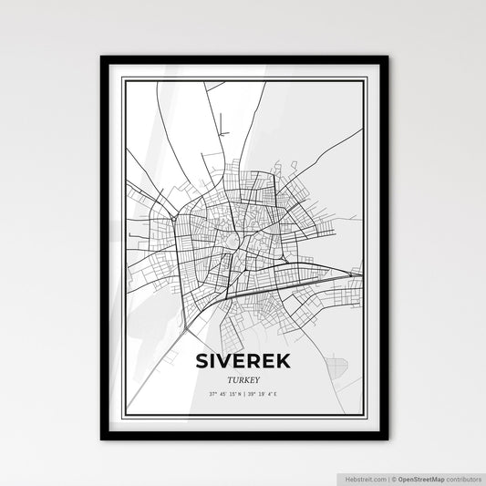 Siverek Turkey - Scandinavian Style City Map for Modern Home Decor