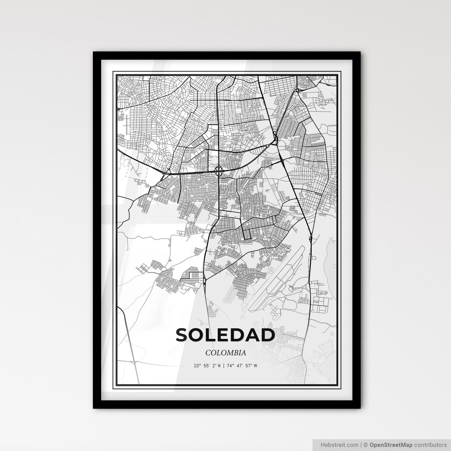 Soledad Colombia - Scandinavian Style City Map for Modern Home Decor