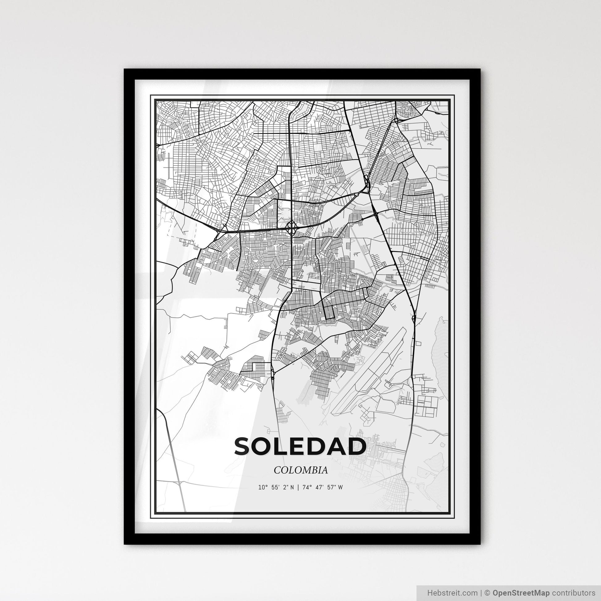 Soledad Colombia - Scandinavian Style City Map for Modern Home Decor