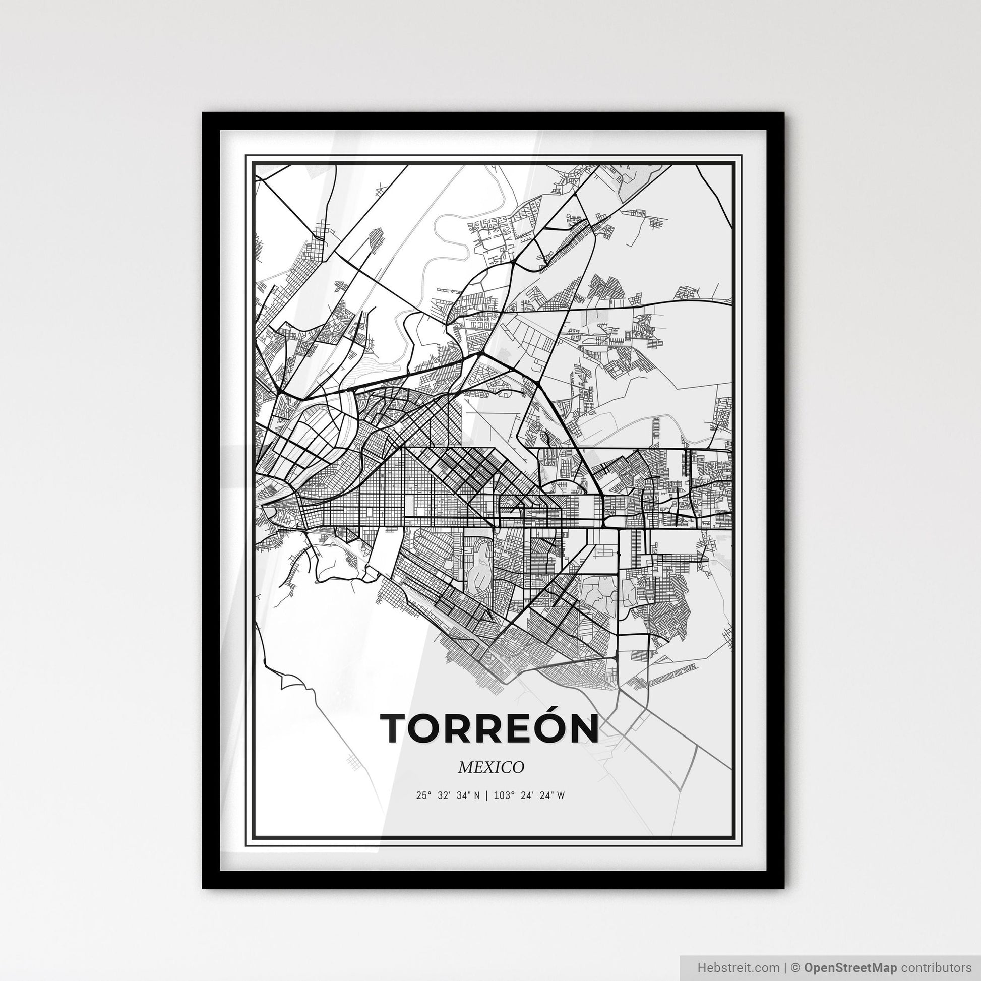 Torreón Mexico - Scandinavian Style City Map for Modern Home Decor
