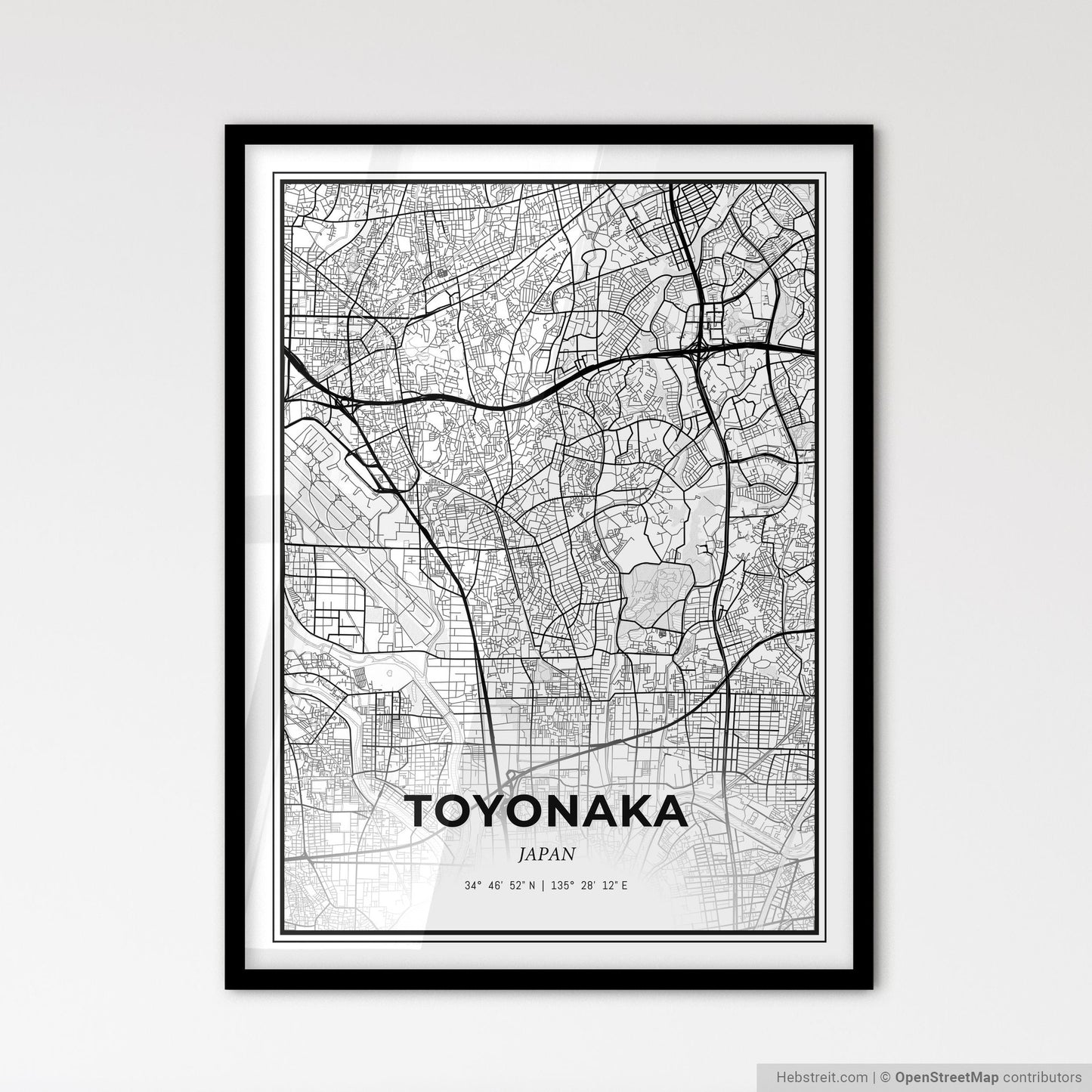 Toyonaka Japan - Scandinavian Style City Map for Modern Home Decor