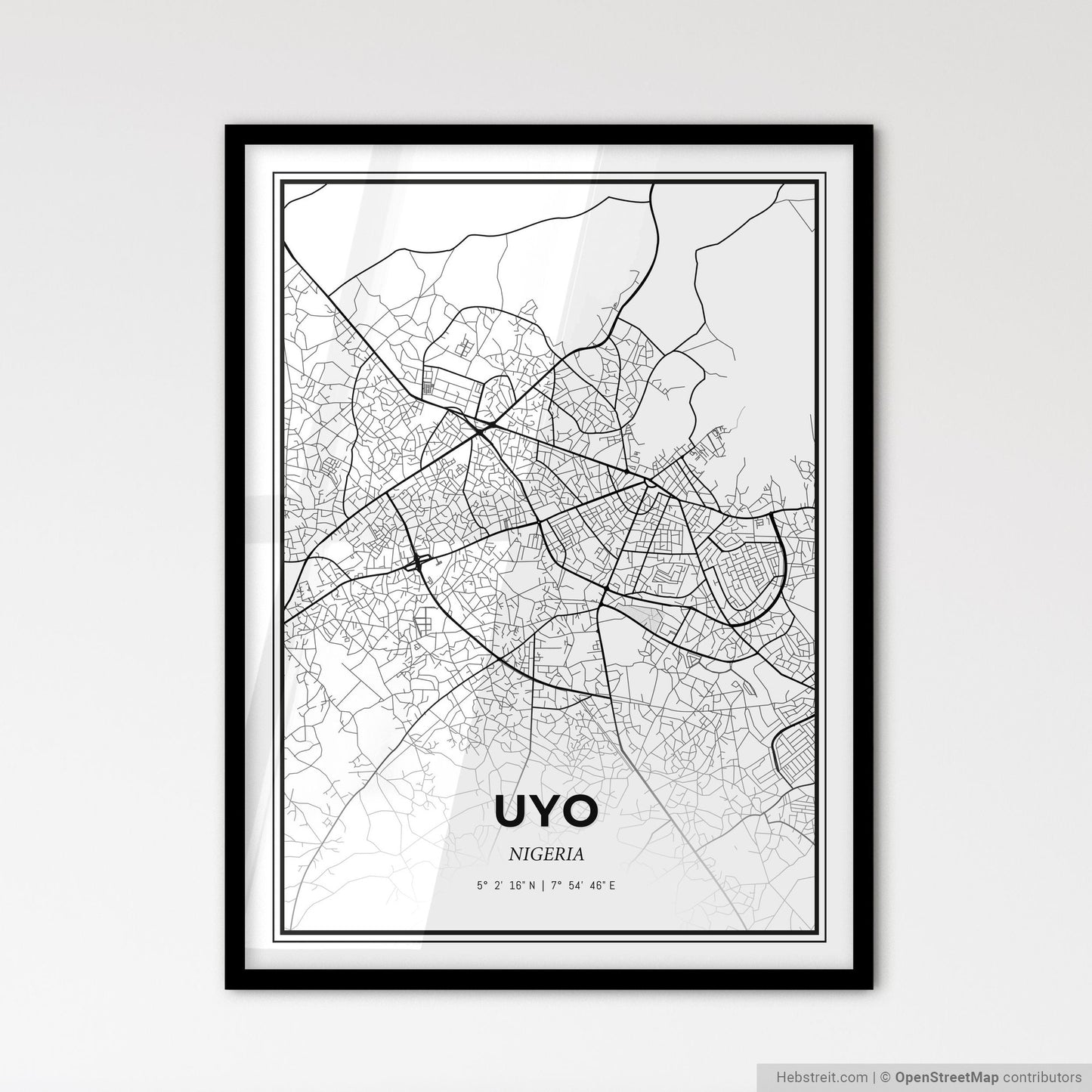 Uyo Nigeria - Scandinavian Style City Map for Modern Home Decor