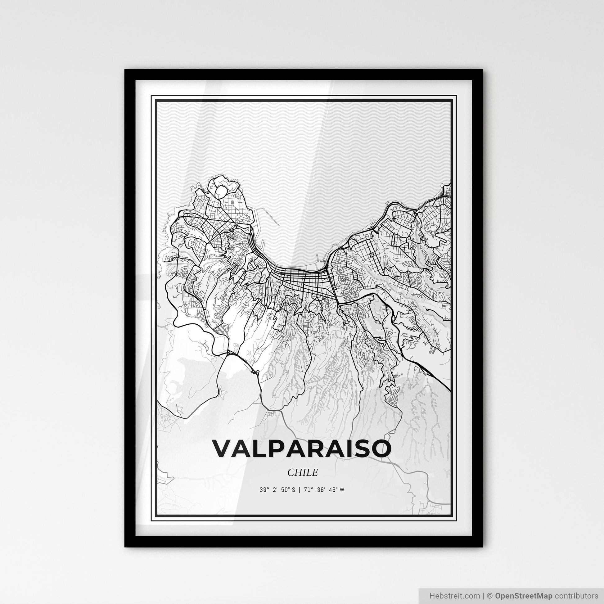 Valparaiso Chile - Scandinavian Style City Map for Modern Home Decor