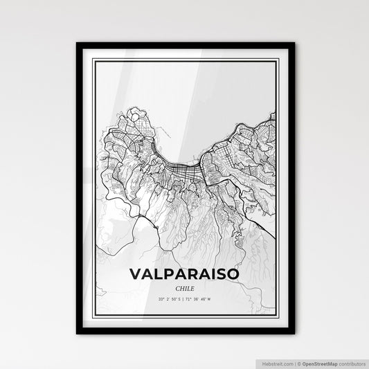 Valparaiso Chile - Scandinavian Style City Map for Modern Home Decor