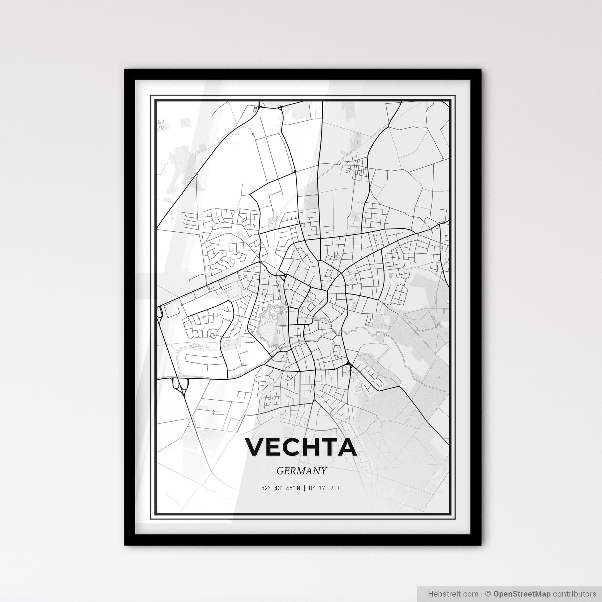 Vechta Germany - Scandinavian Style City Map for Modern Home Decor