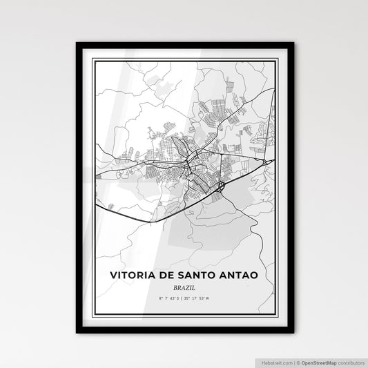 Vitoria de Santo Antao Brazil - Scandinavian Style City Map for Modern Home Decor