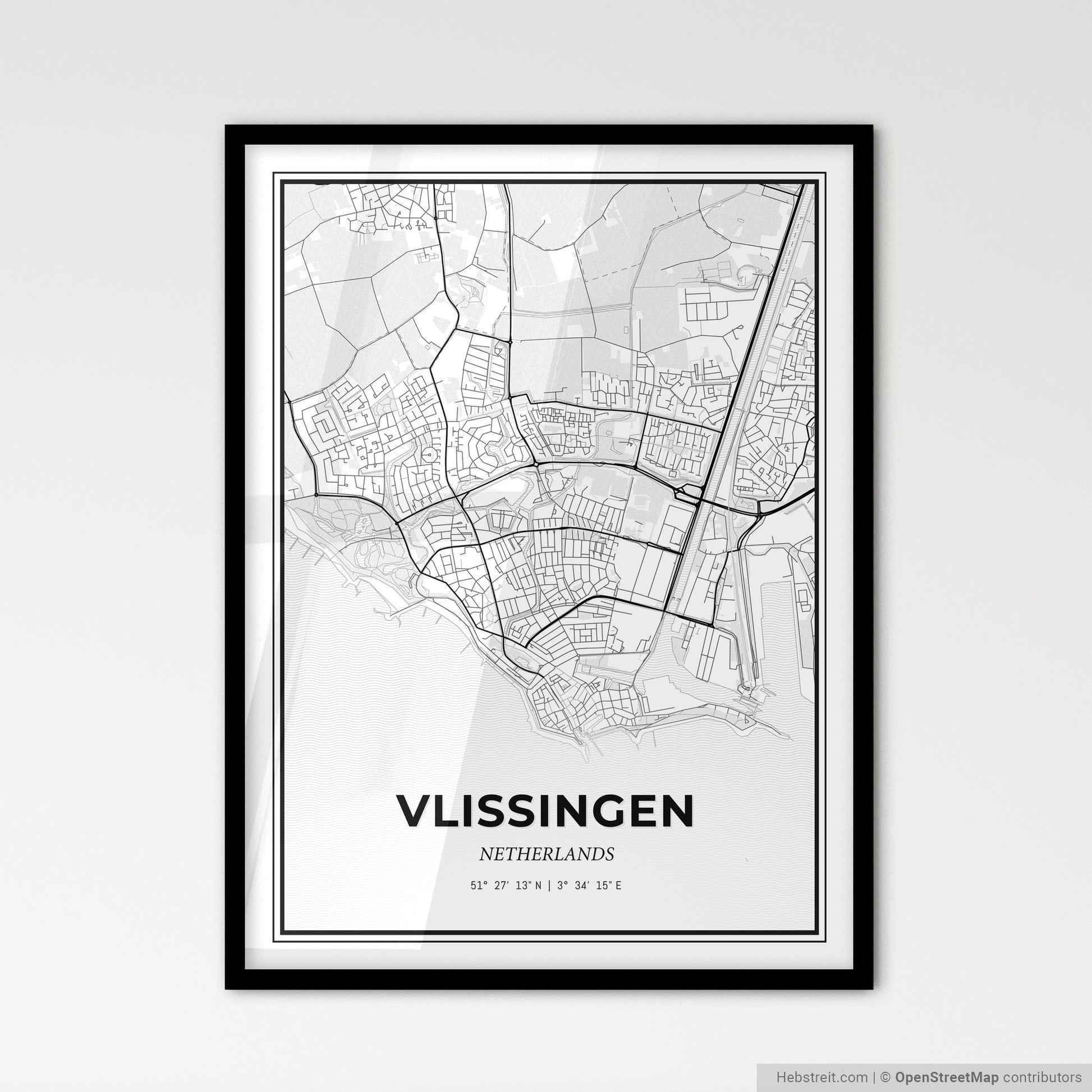 Vlissingen Netherlands - Scandinavian Style City Map for Modern Home Decor