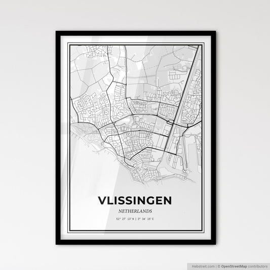 Vlissingen Netherlands - Scandinavian Style City Map for Modern Home Decor