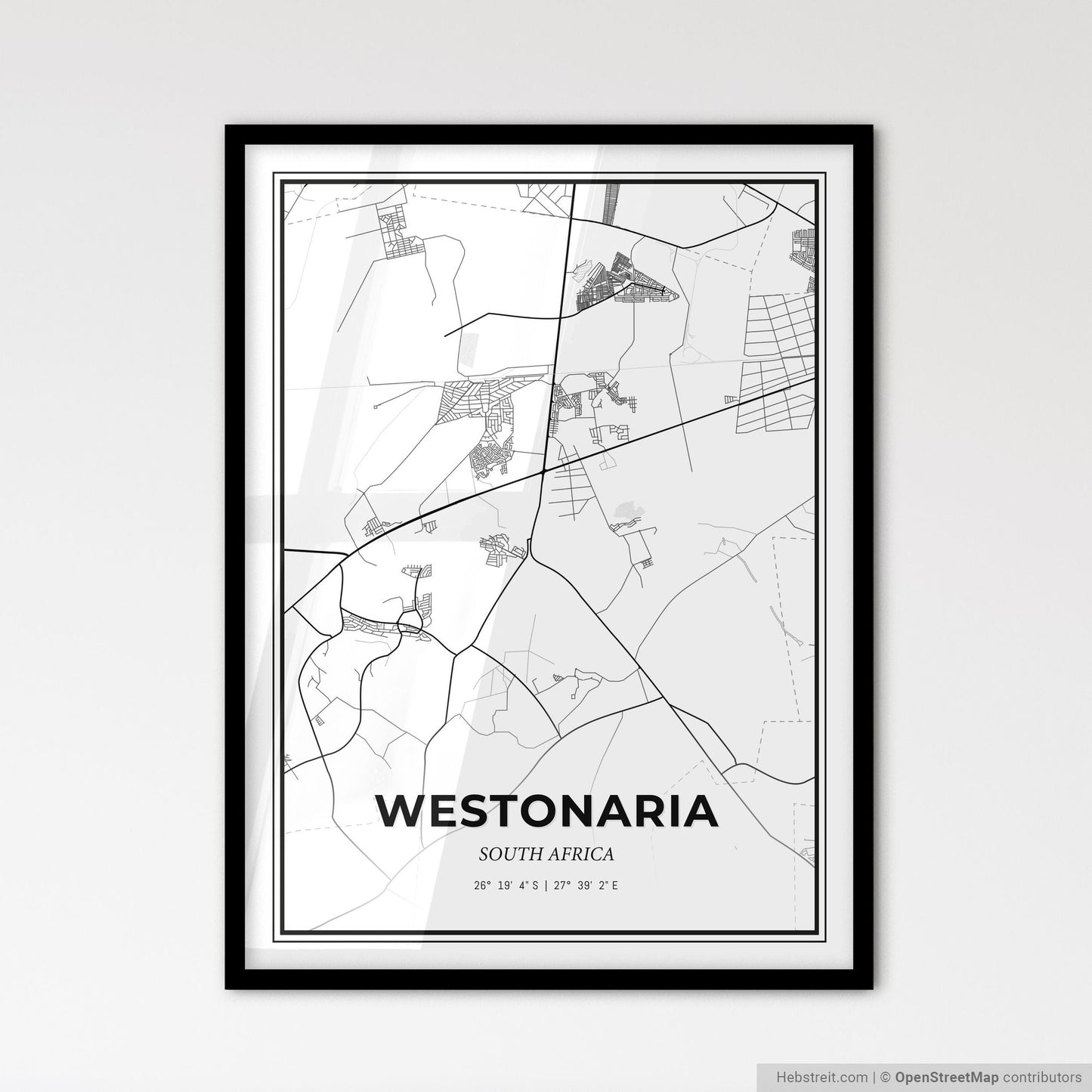 Westonaria South Africa - Scandinavian Style City Map for Modern Home Decor
