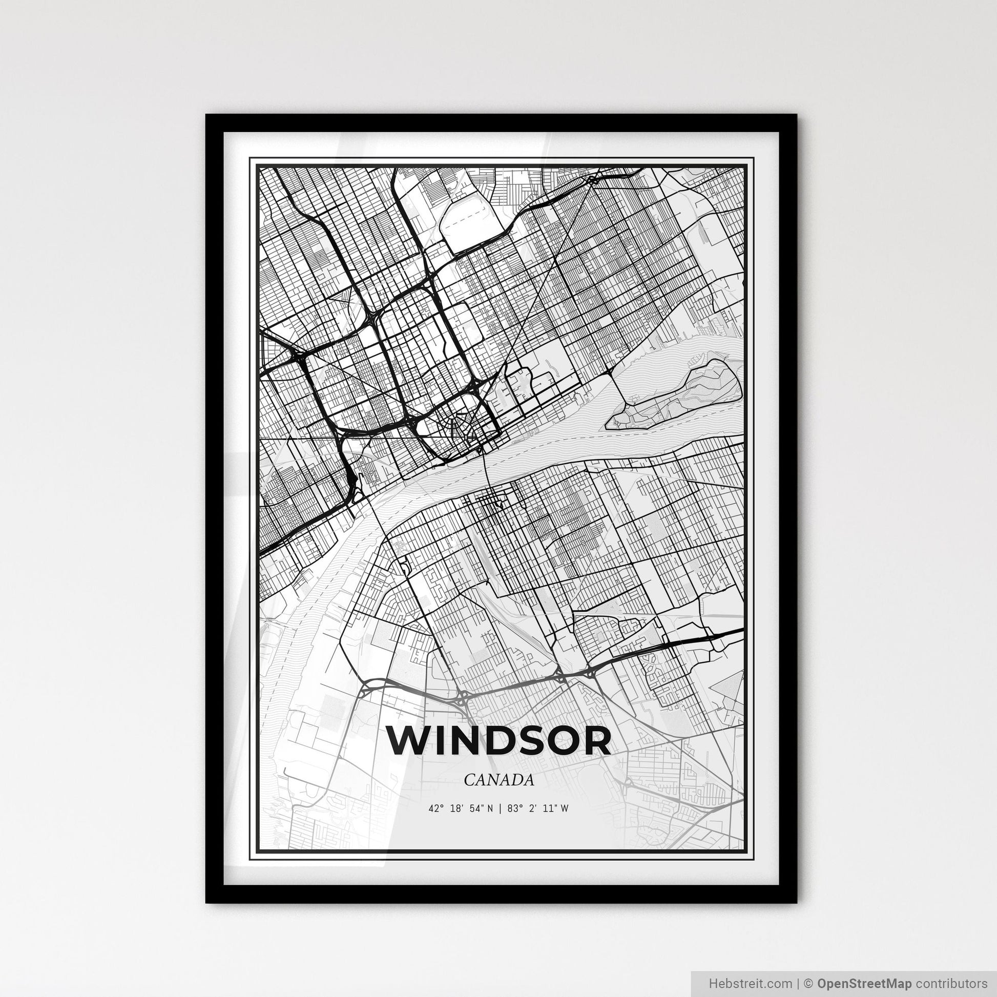 Windsor Canada - Scandinavian Style City Map for Modern Home Decor