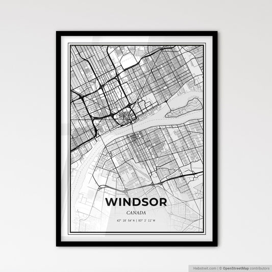 Windsor Canada - Scandinavian Style City Map for Modern Home Decor