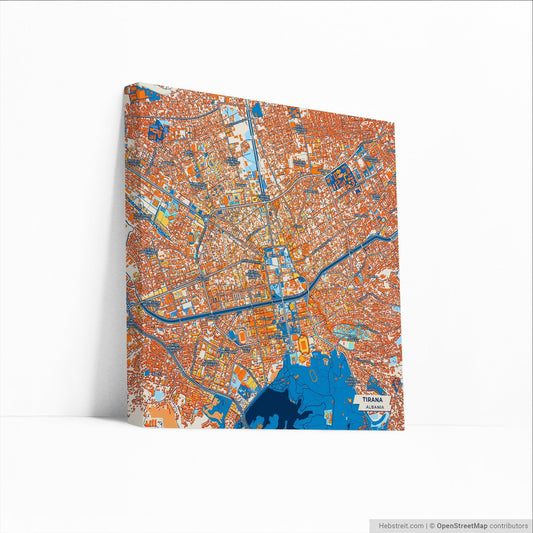 Tirana Albania Colorful City Map Canvas Print_ TST