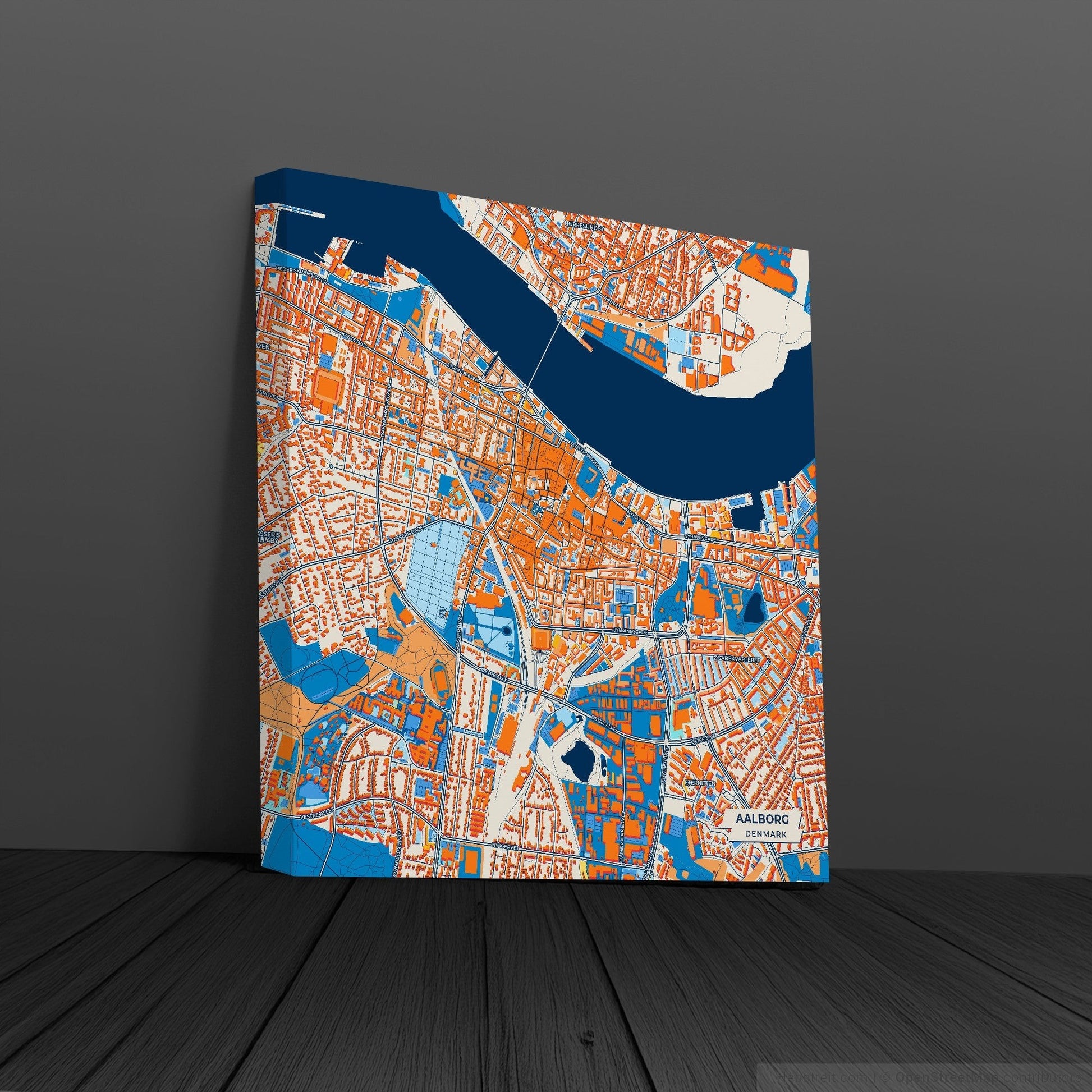 Aalborg Denmark Colorful City Map Canvas Print