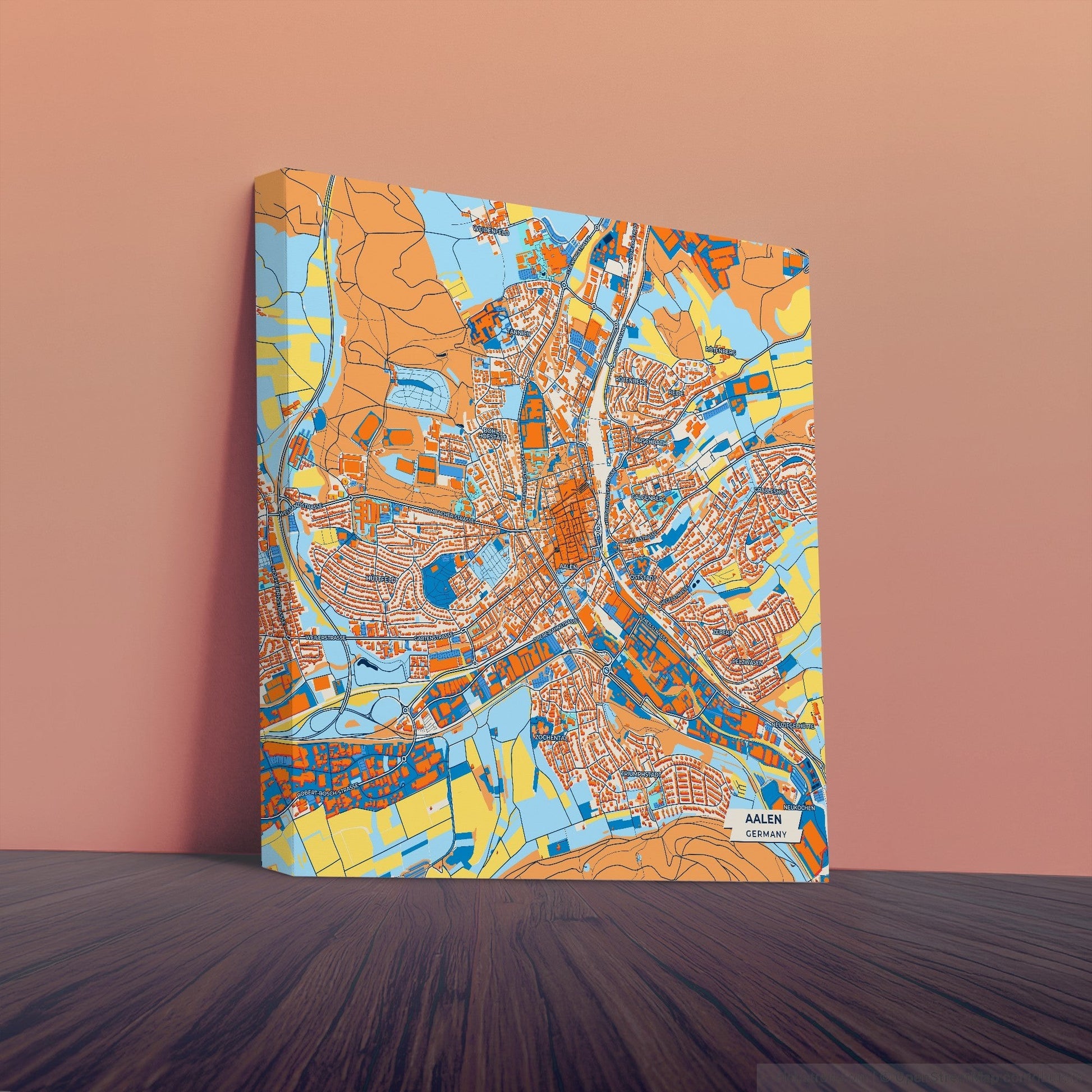 Aalen Germany Colorful City Map Canvas Print
