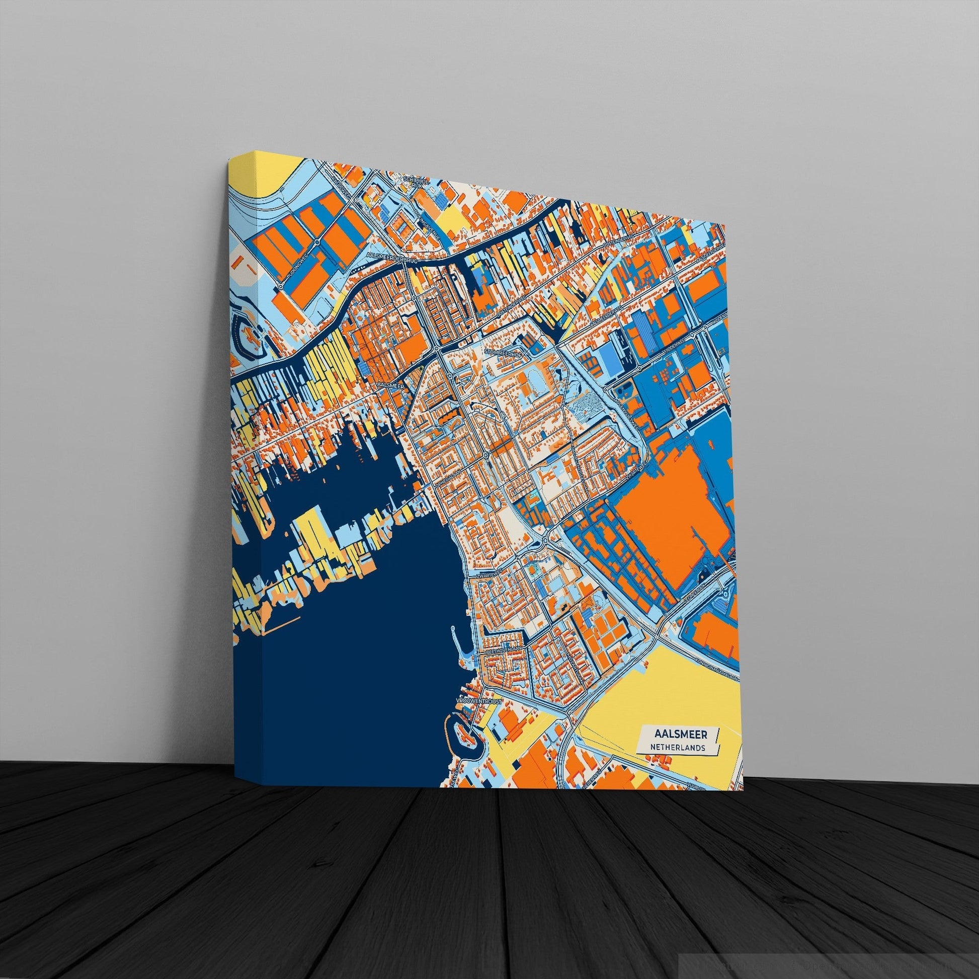 Aalsmeer Netherlands Colorful City Map Canvas Print
