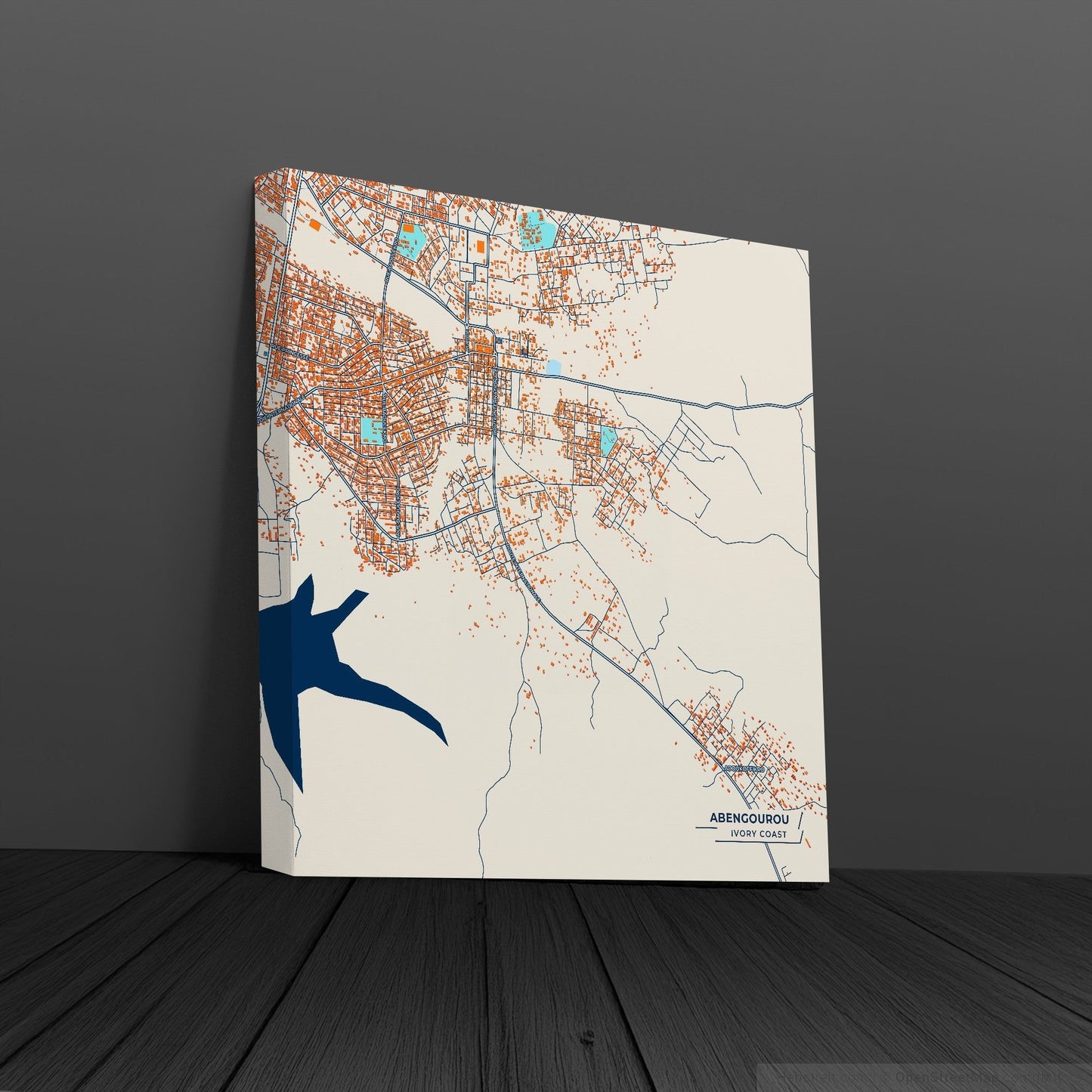 Abengourou Ivory Coast Colorful City Map Canvas Print