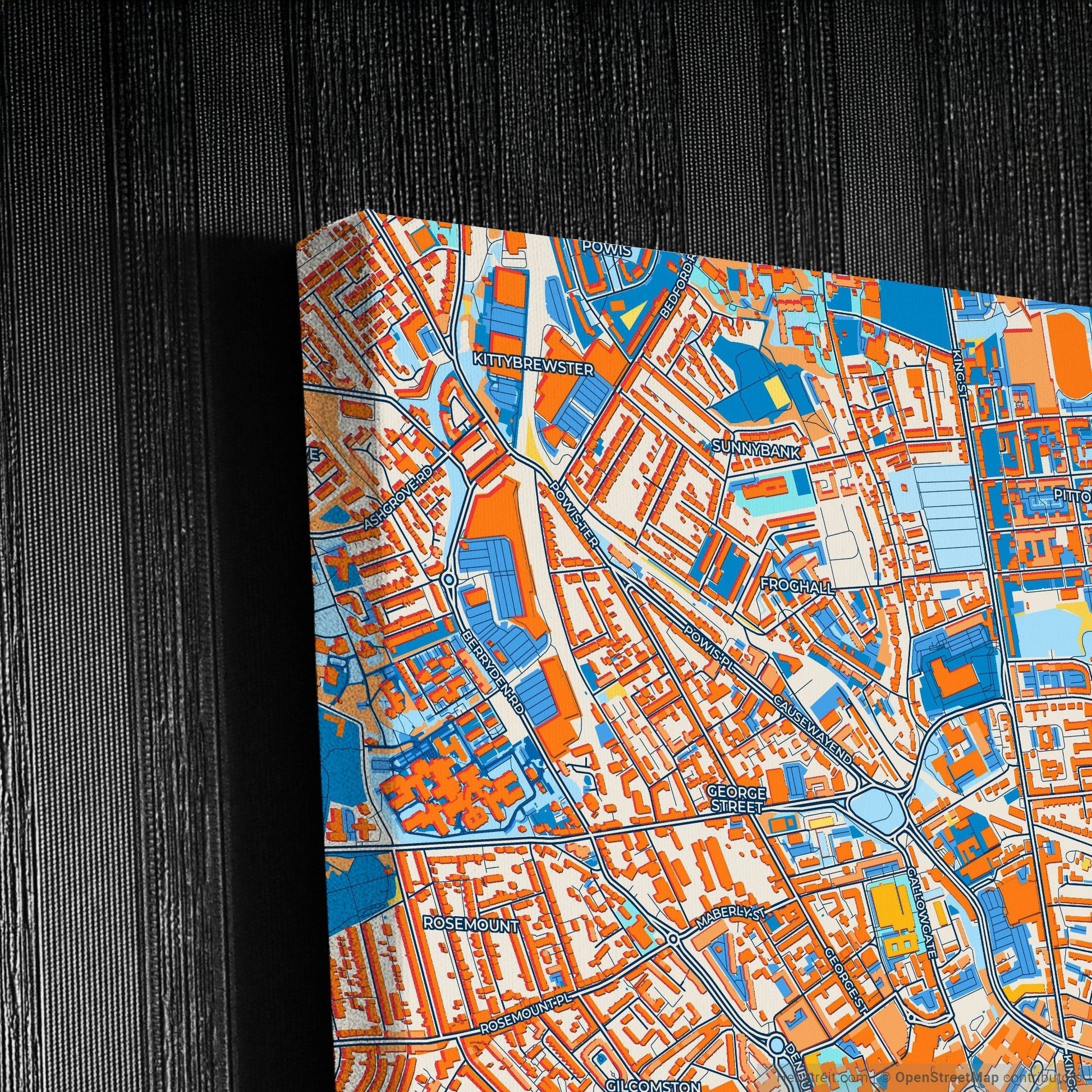 Aberdeen Scotland Colorful City Map Canvas Print Detail