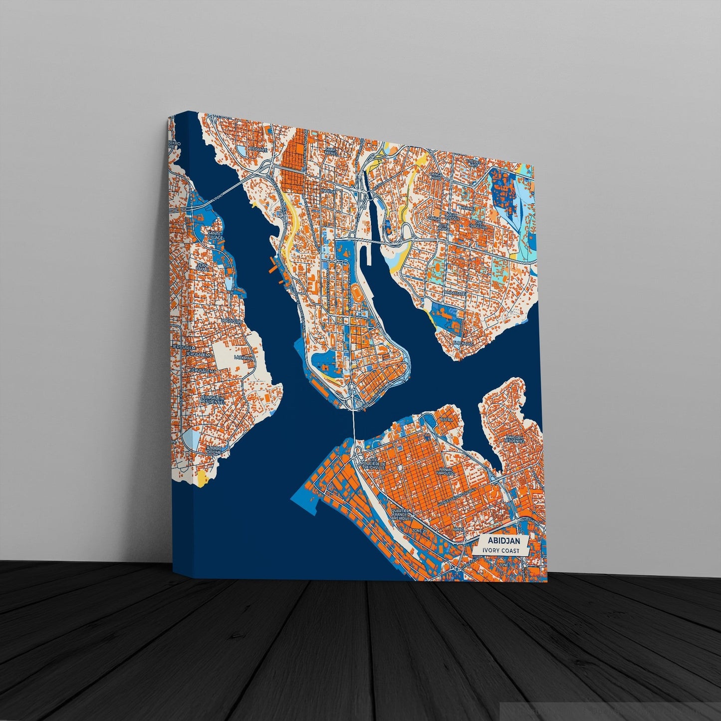 Abidjan Ivory Coast Colorful City Map Canvas Print