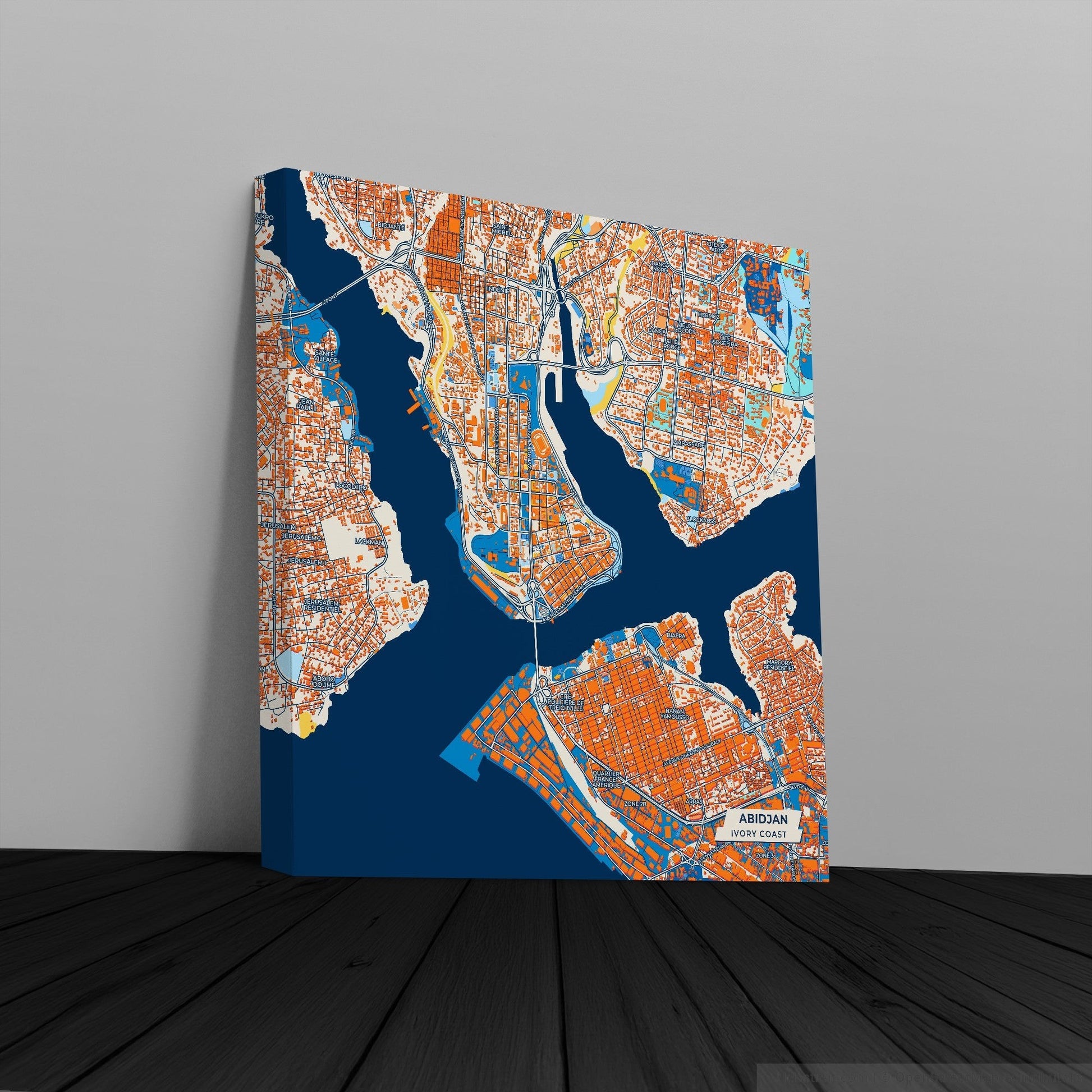 Abidjan Ivory Coast Colorful City Map Canvas Print