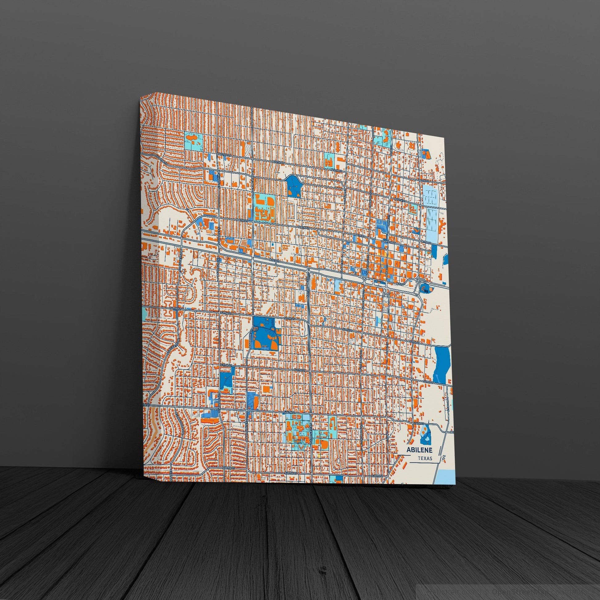 Abilene Texas Colorful City Map Canvas Print