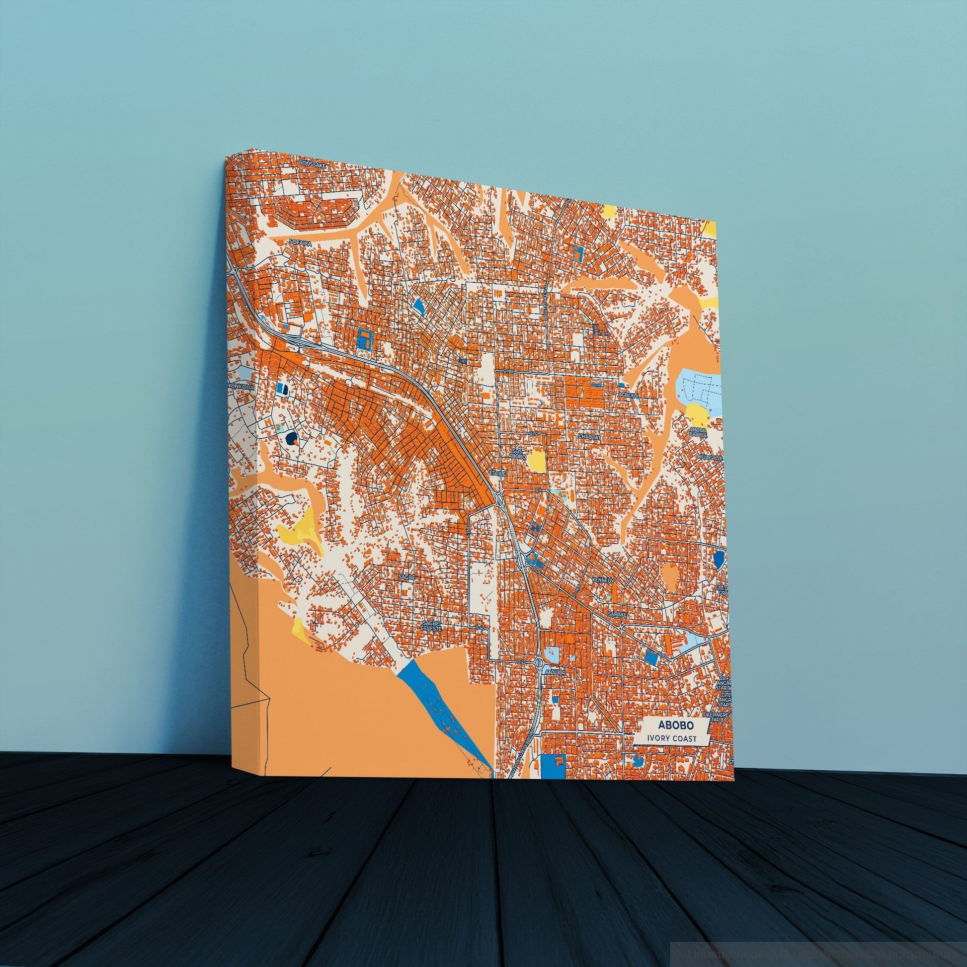 Abobo Ivory Coast Colorful City Map Canvas Print