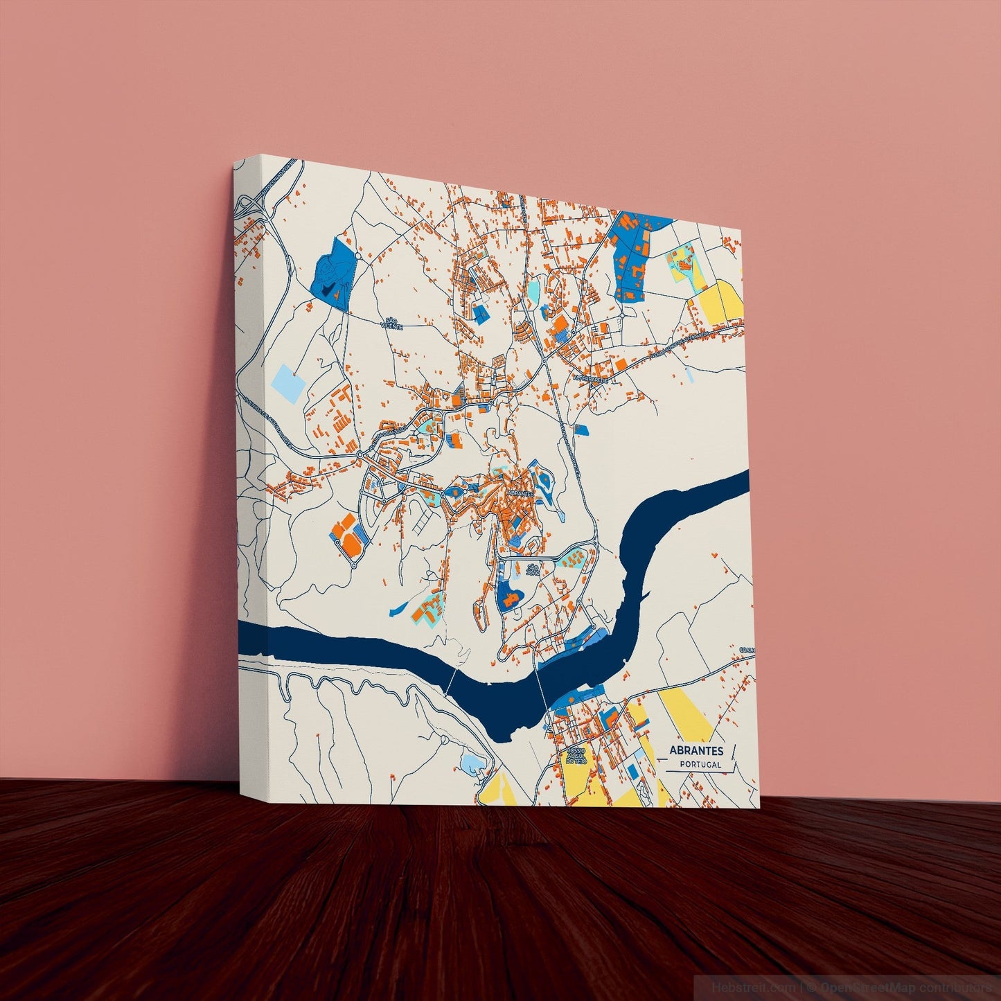 Abrantes Portugal Colorful City Map Canvas Print