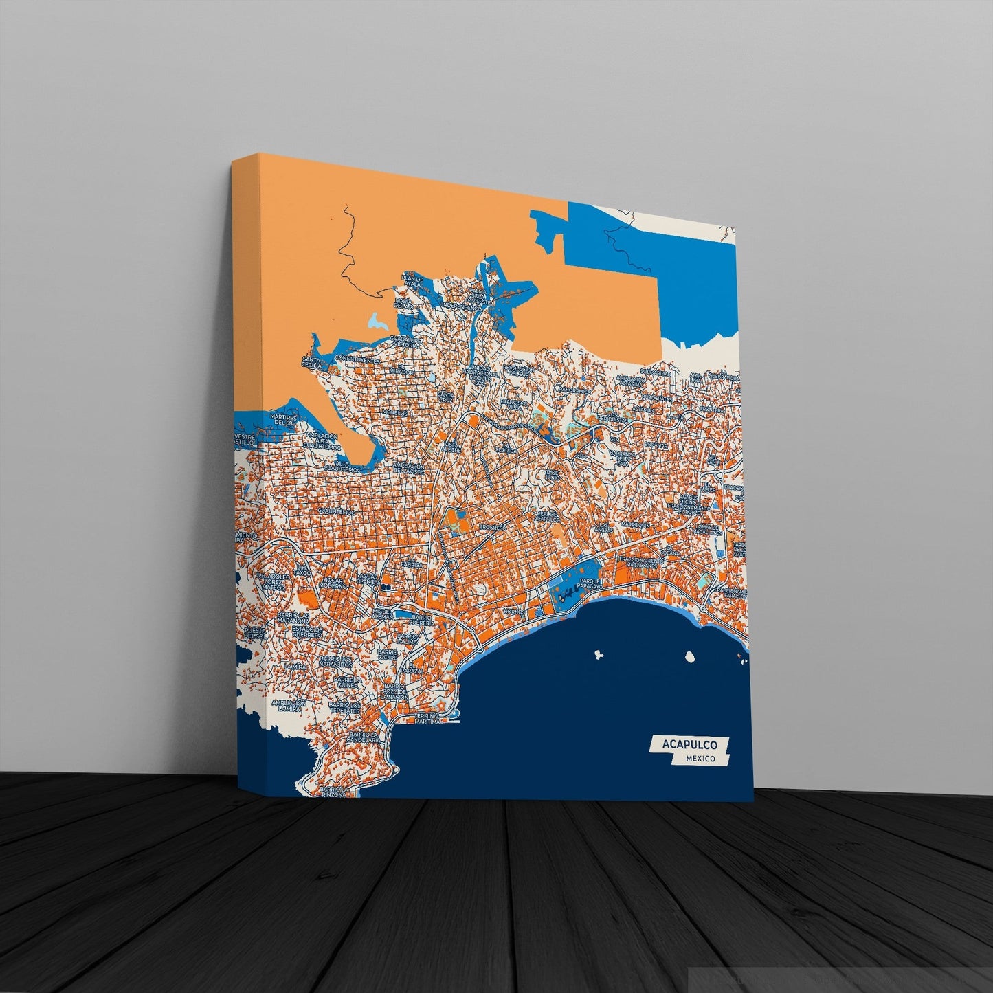 Acapulco Mexico Colorful City Map Canvas Print