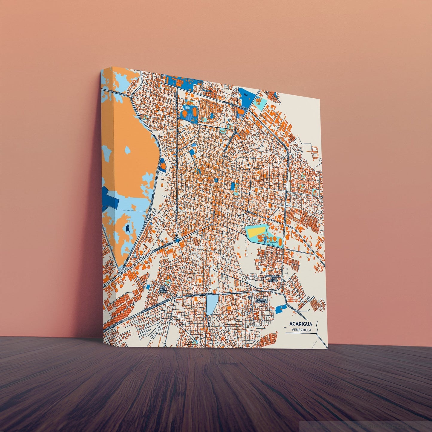Acarigua Venezuela Colorful City Map Canvas Print