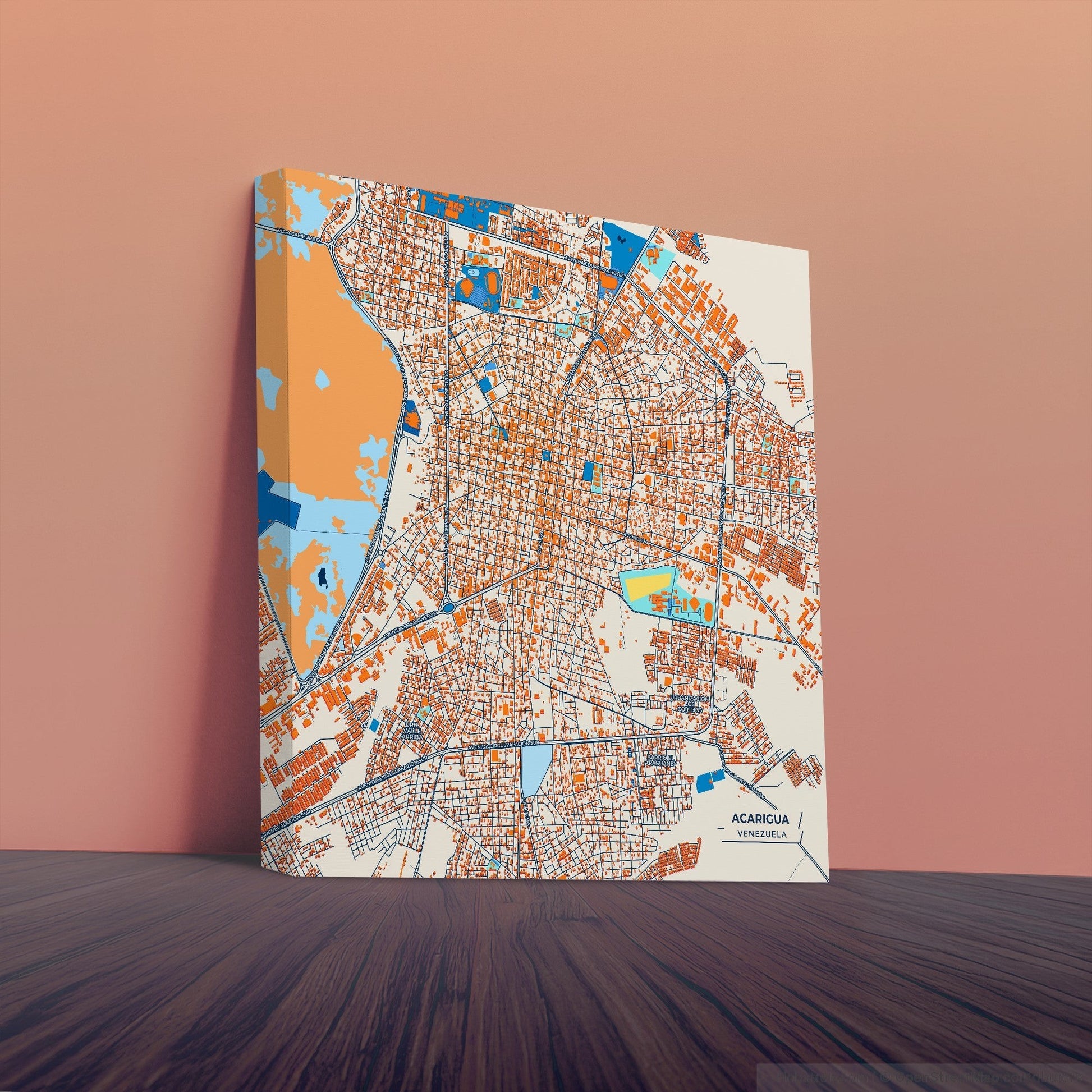 Acarigua Venezuela Colorful City Map Canvas Print