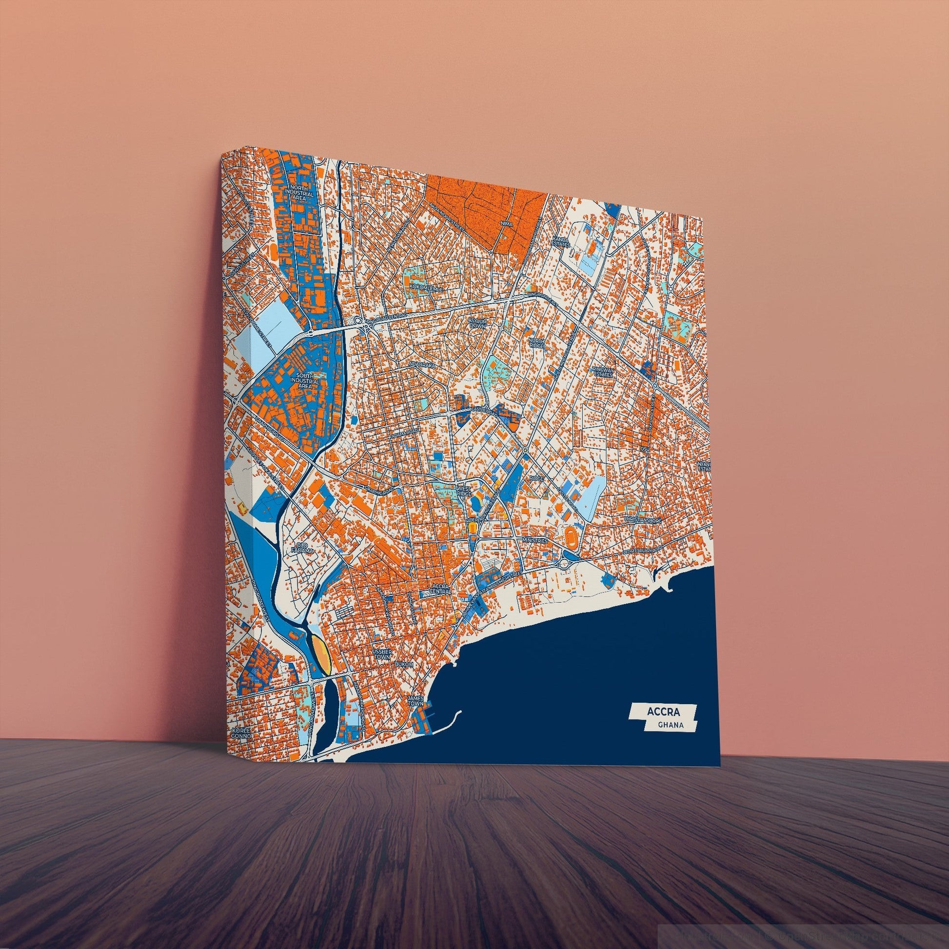 Accra Ghana Colorful City Map Canvas Print