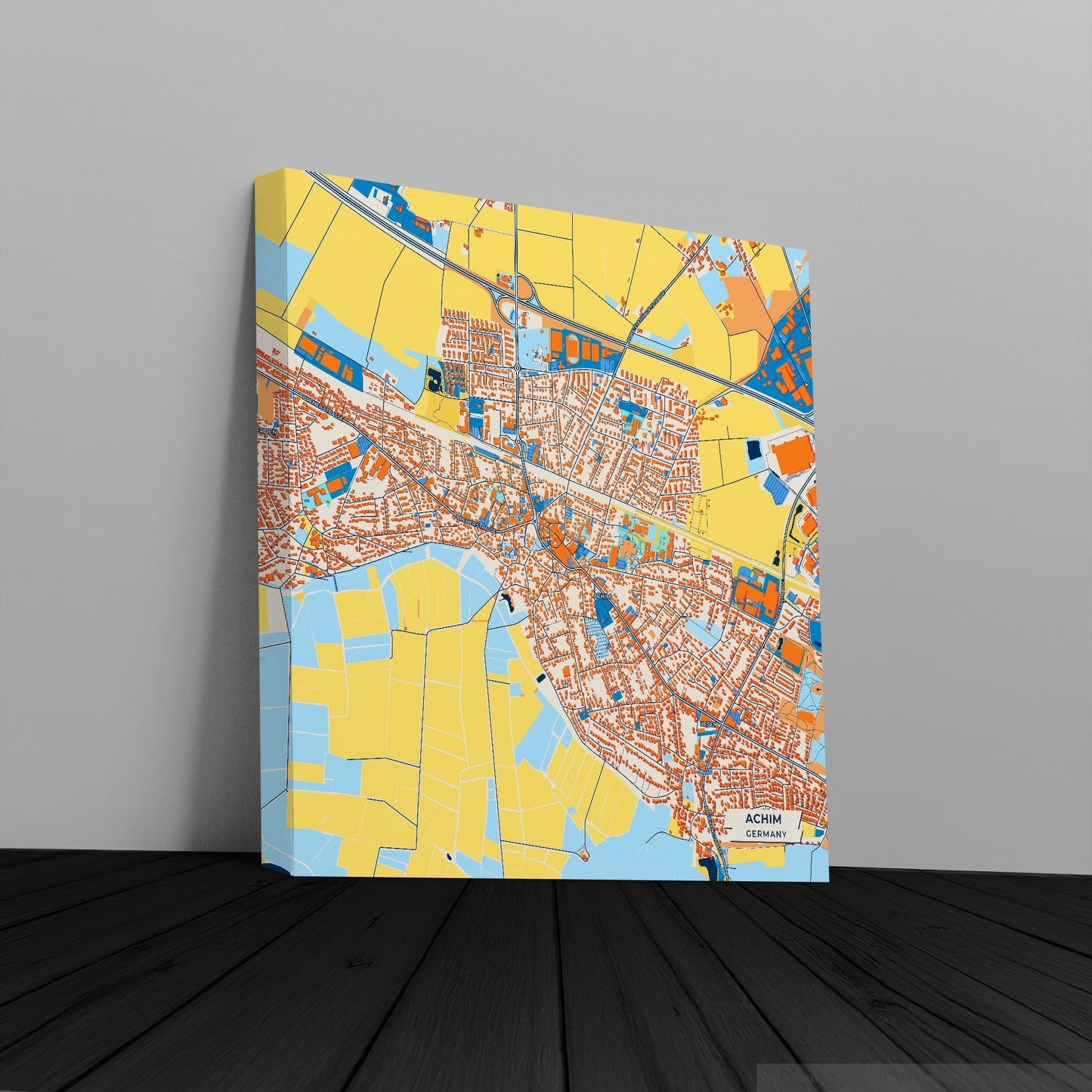 Achim Germany Colorful City Map Canvas Print