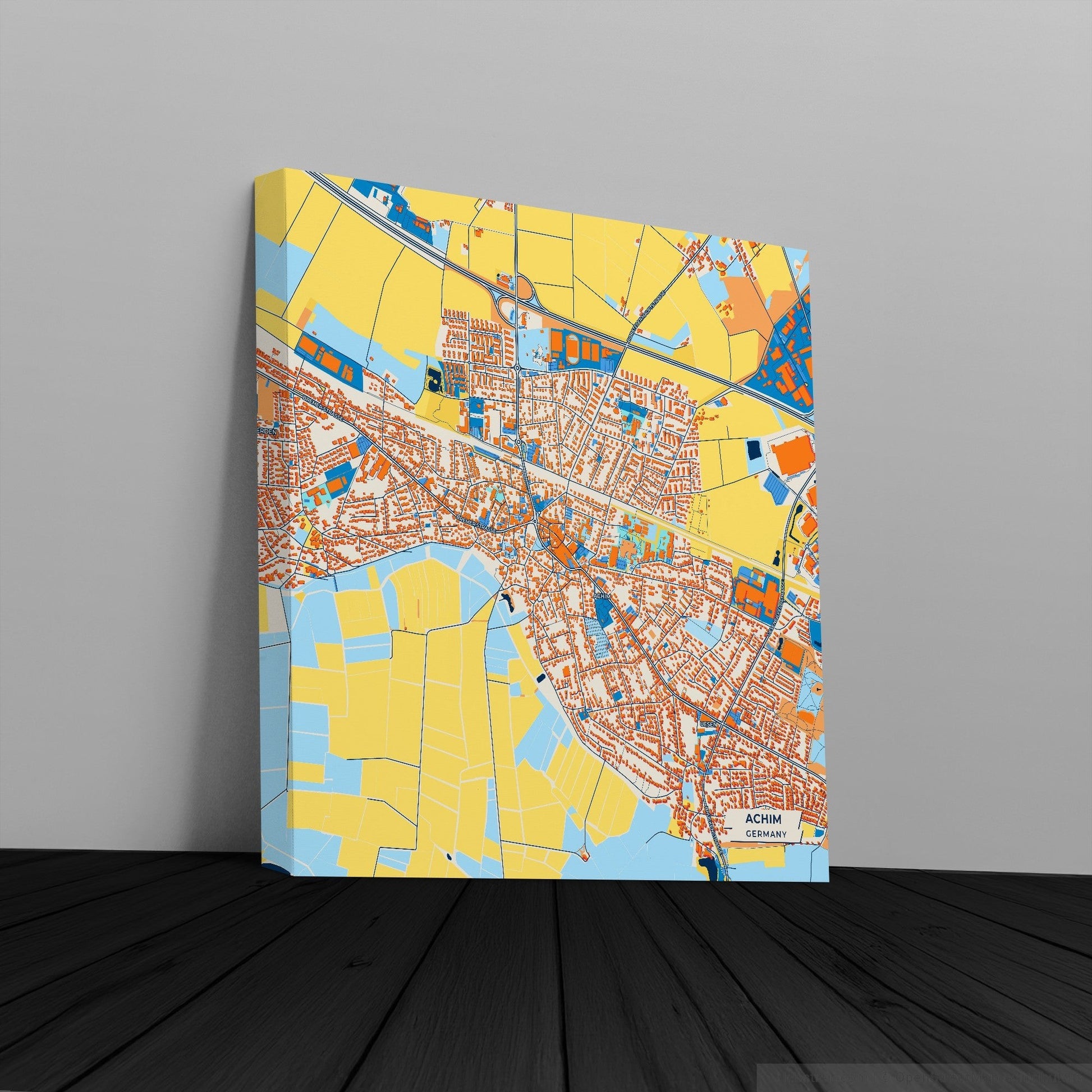 Achim Germany Colorful City Map Canvas Print